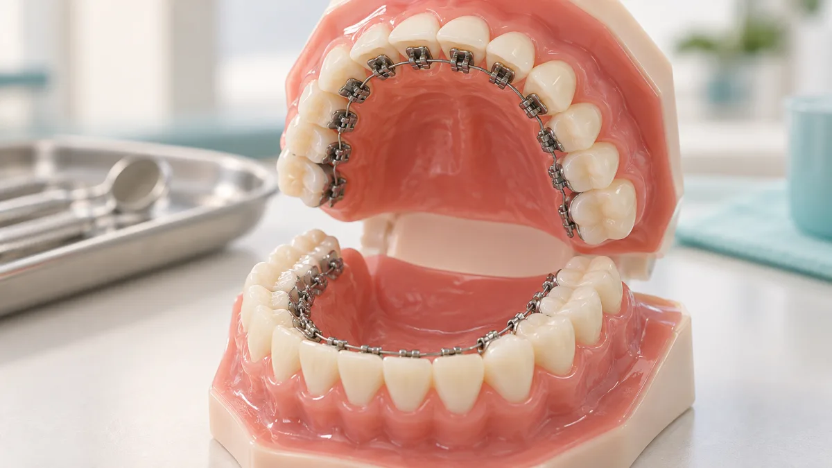 Brackets linguales colocados en cara interna de dientes en Villanes Dental Group