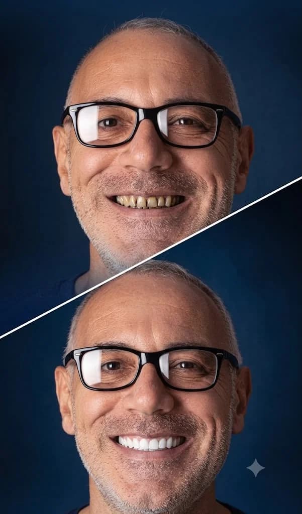 Comparación clínica antes y después de un tratamiento de estética dental