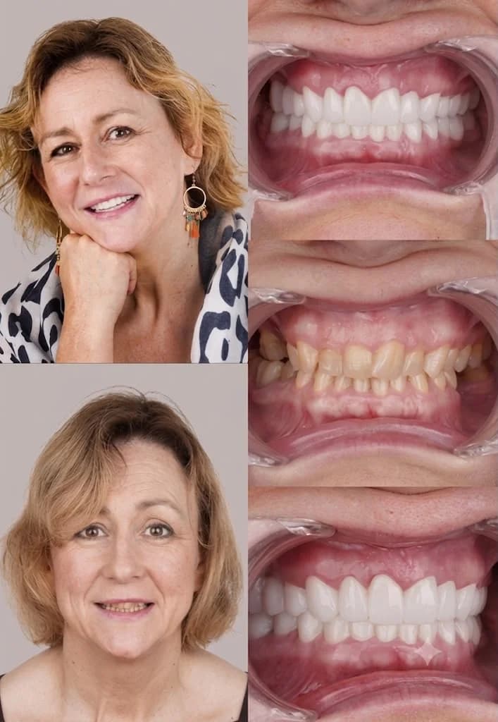 Comparación clínica antes y después de una rehabilitación estética