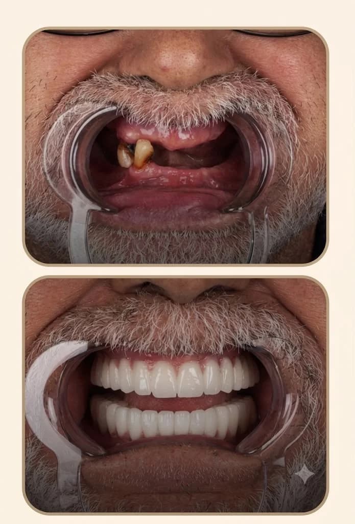 Comparación clínica antes y después de una rehabilitación oral